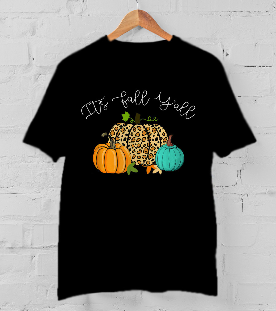 It's Fall Y'all Pumpkins Leopard Print T-Shirt