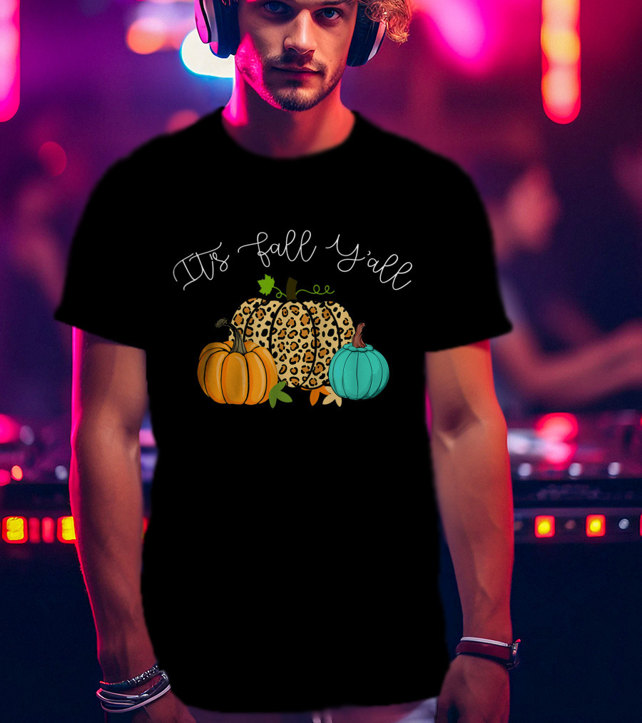 It's Fall Y'all Pumpkins Leopard Print T-Shirt