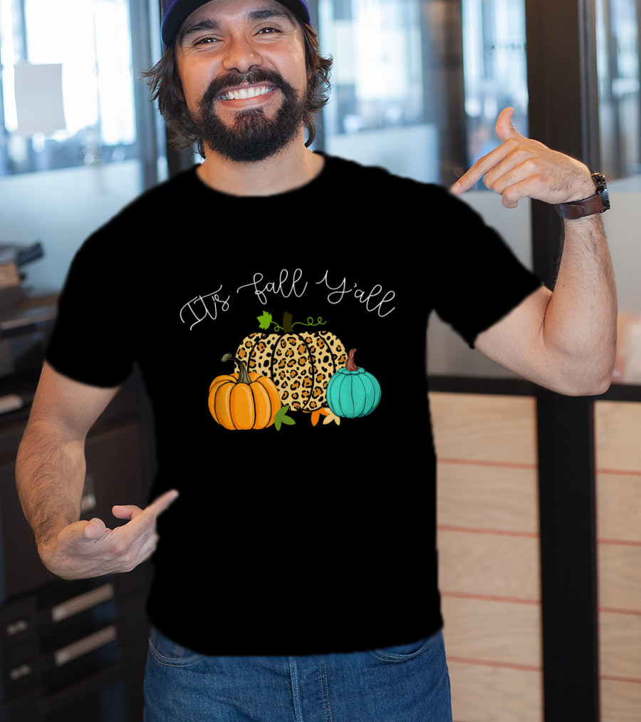 It's Fall Y'all Pumpkins Leopard Print T-Shirt