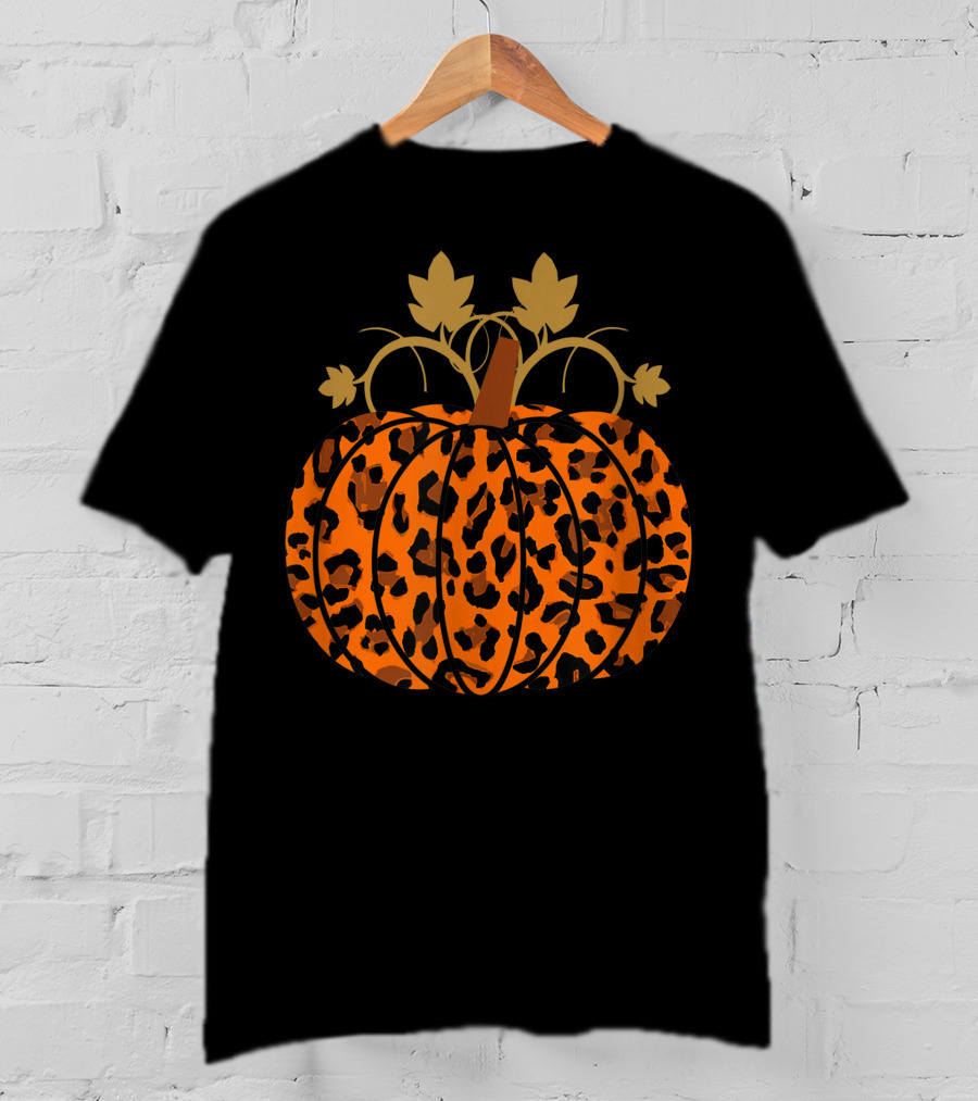 Pumpkin Leopard Halloween Fall Autumn T-Shirt