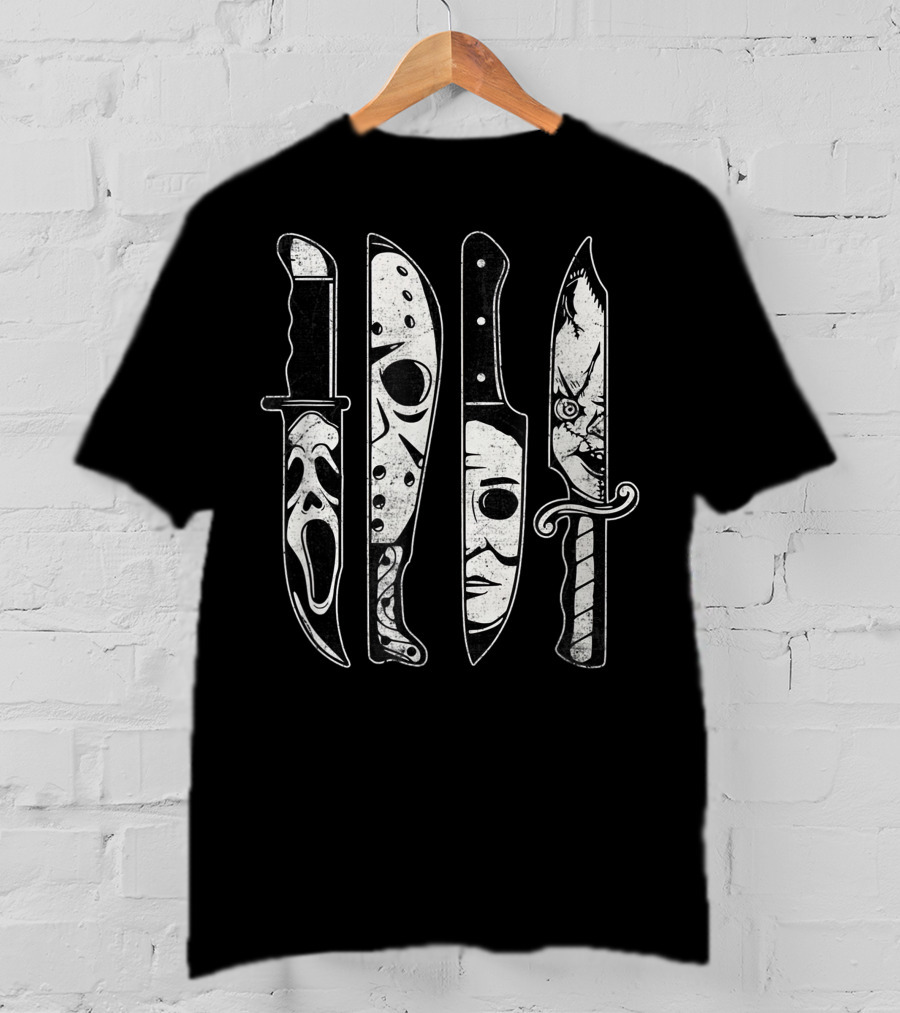 Scary Horror Movies Halloween Icons Scream Jason Michael Pennywise T-Shirt
