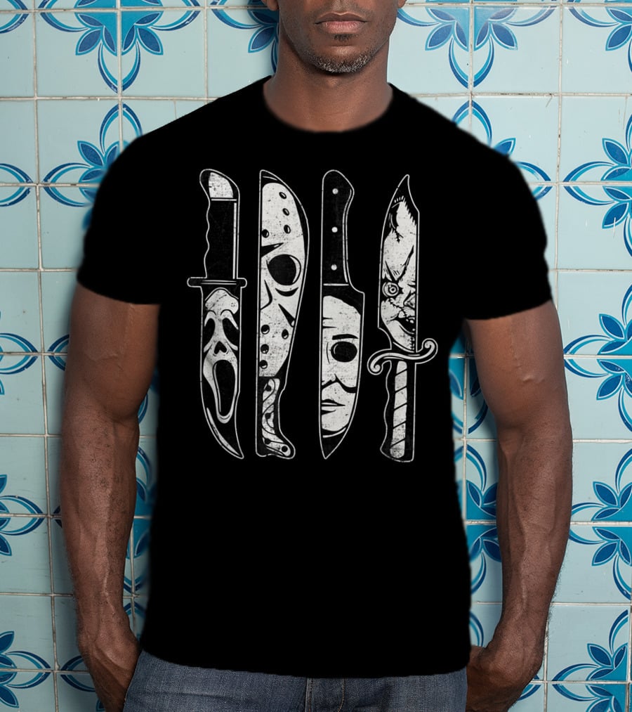 Scary Horror Movies Halloween Icons Scream Jason Michael Pennywise T-Shirt