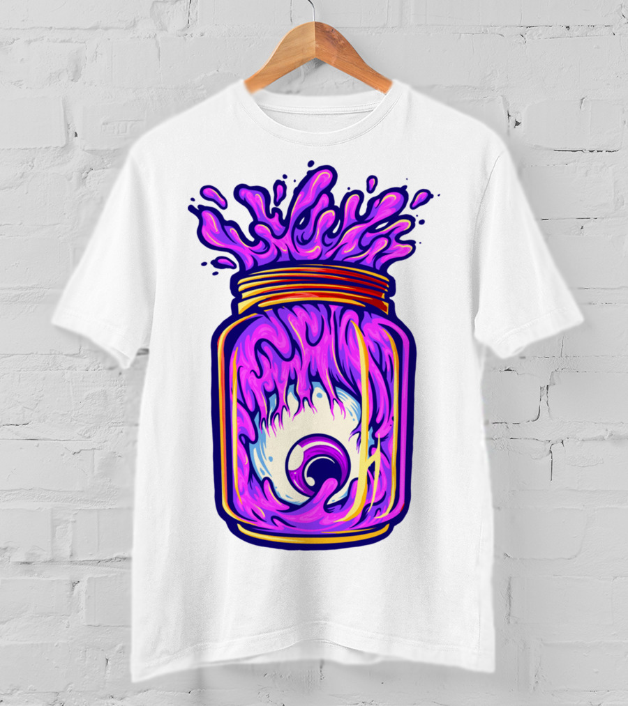 Zombie Eyeball Jar Overflowing With Purple Liquid T-Shirt