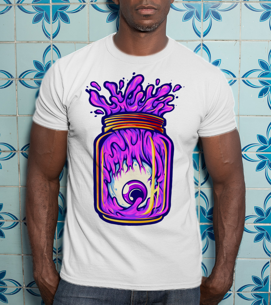 Zombie Eyeball Jar Overflowing With Purple Liquid T-Shirt