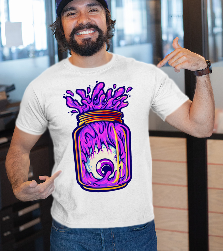 Zombie Eyeball Jar Overflowing With Purple Liquid T-Shirt