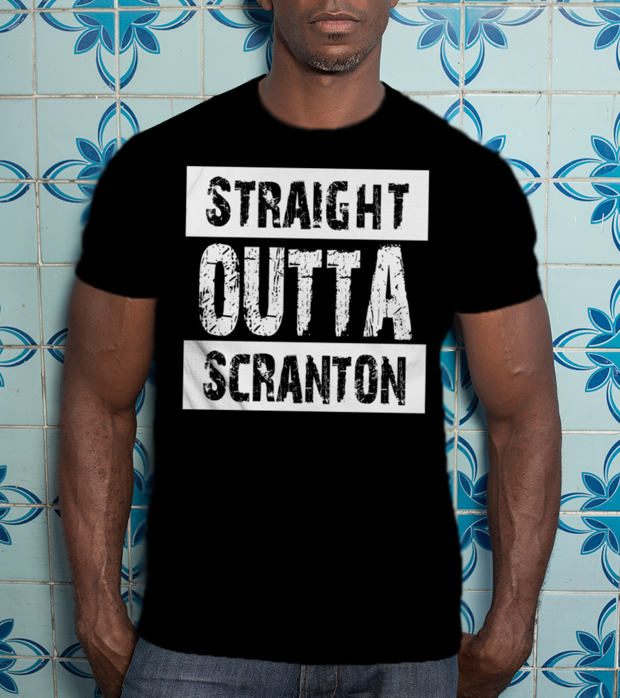 Straight Outta Scranton The Office Inspired Text T-Shirt