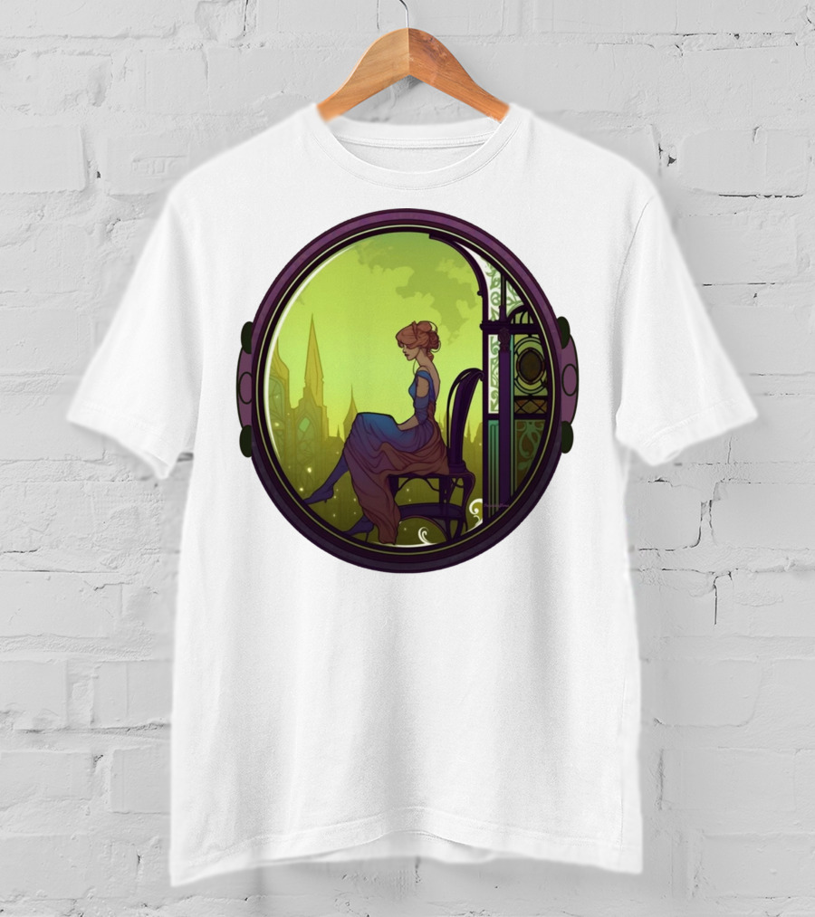 Thoughtful Rest In Tranquil Art Nouveau Serenity T-Shirt