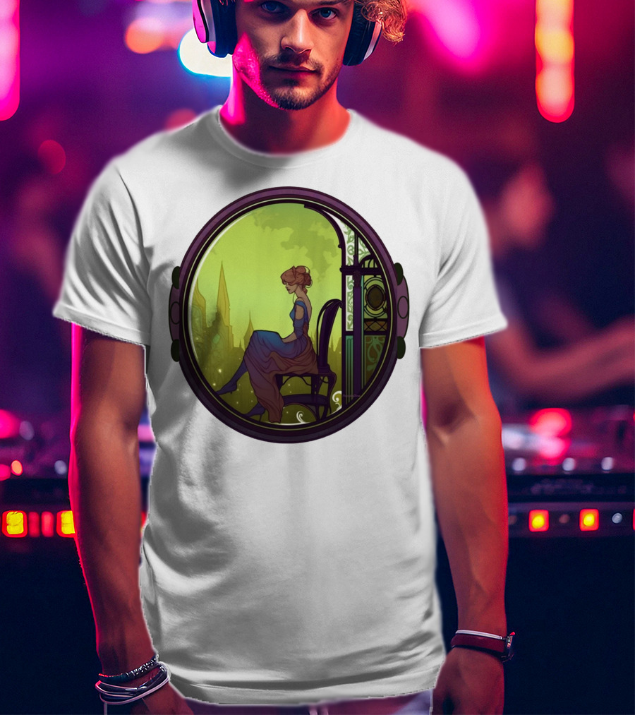 Thoughtful Rest In Tranquil Art Nouveau Serenity T-Shirt