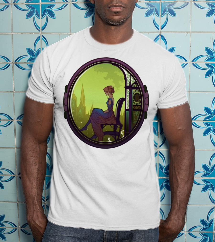 Thoughtful Rest In Tranquil Art Nouveau Serenity T-Shirt
