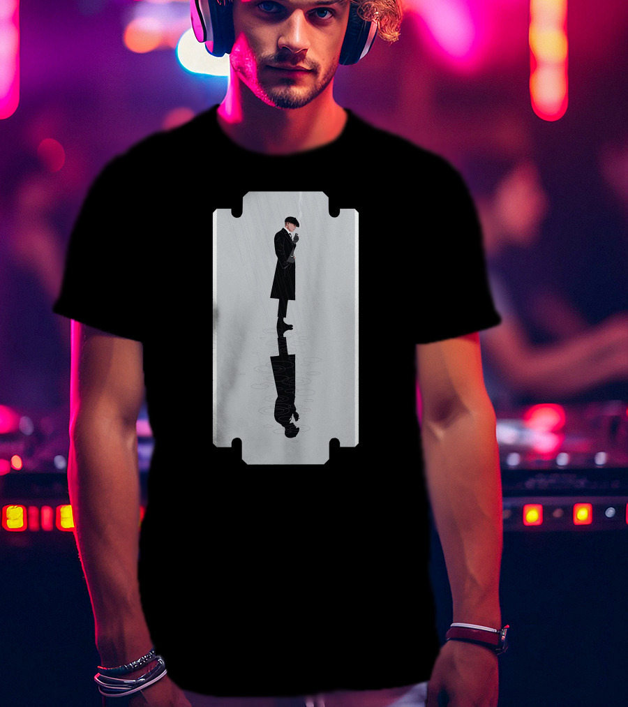 Thomas Shelby Reflective Razor Blade Shadow Image T-Shirt