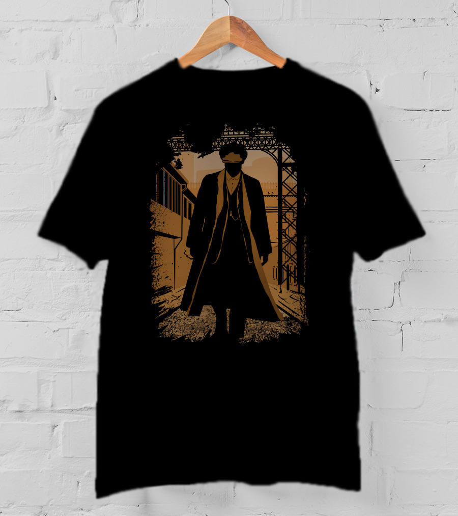 Thomas Shelby Iconic Coat Under Industrial Archway T-Shirt