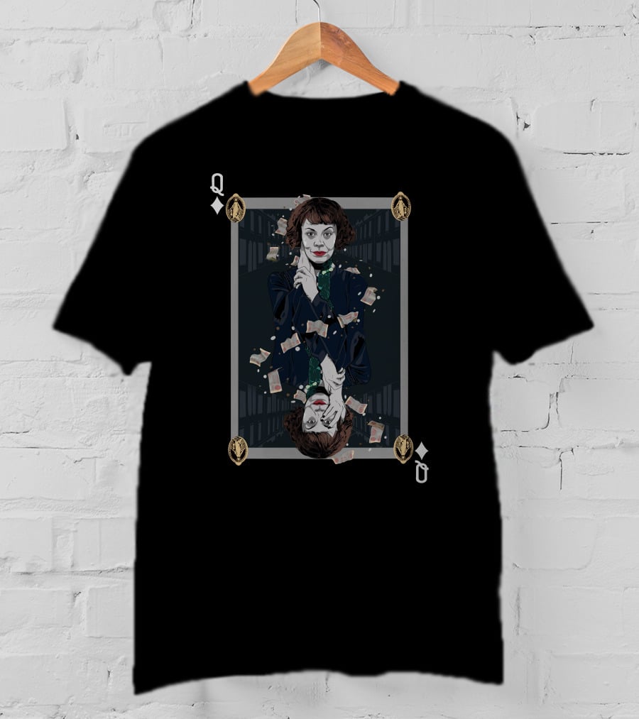 Polly Gray Queen Of Diamonds Playing Card T-Shirt