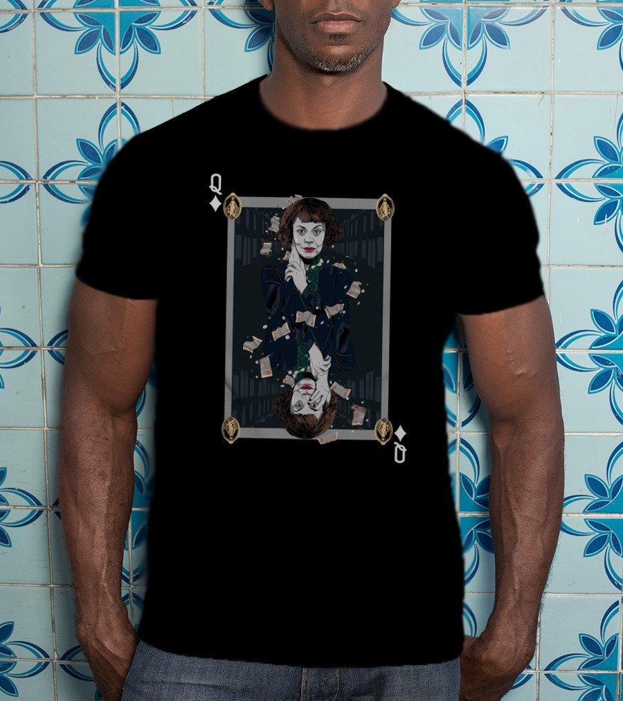 Polly Gray Queen Of Diamonds Playing Card T-Shirt