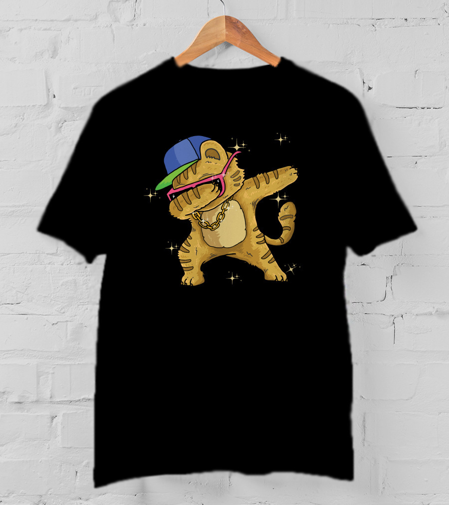 Hip Hop Cat Dab With Cap And Gold Chain T-Shirt