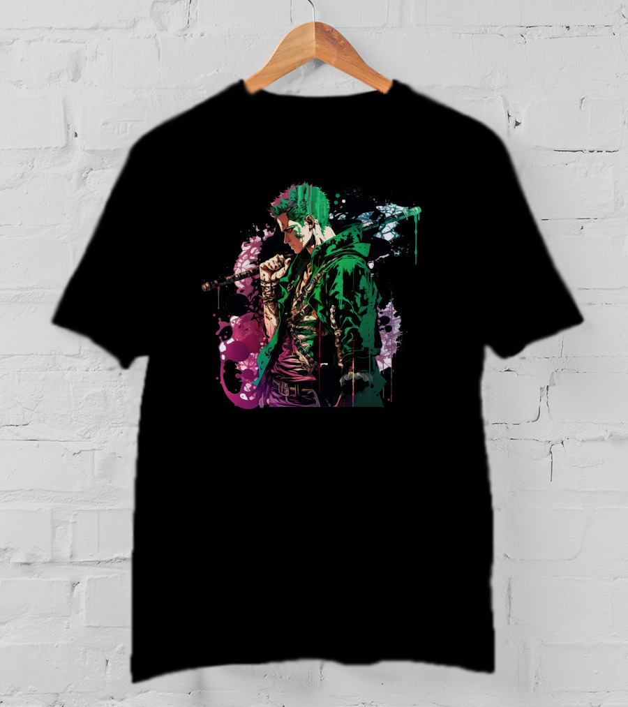 Roronoa Zoro Vibrant Watercolor Style One Piece Fan T-Shirt
