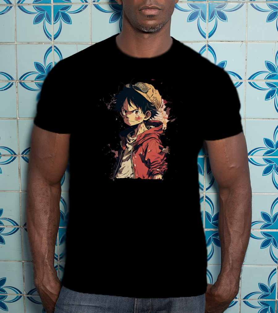 Luffy Kid One Piece Straw Hat Red Jacket Character T-Shirt