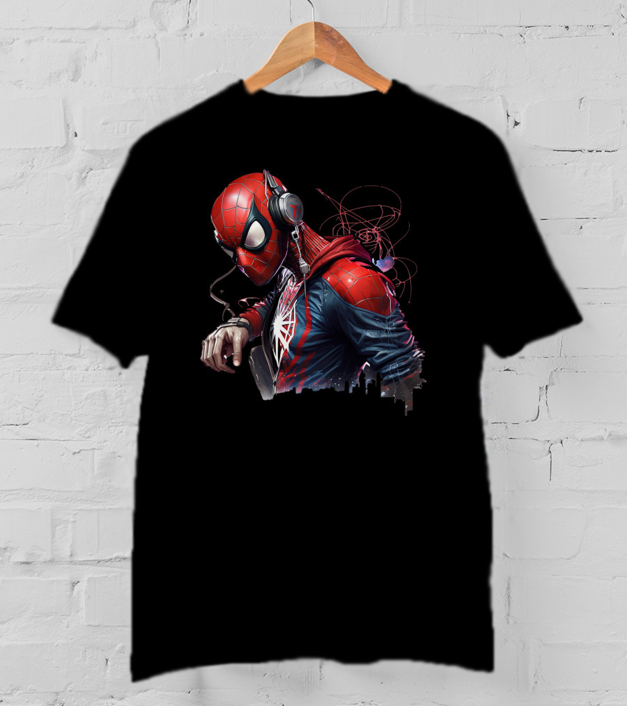 Spider Man Hip Hop Headphones Urban Vibes T-Shirt