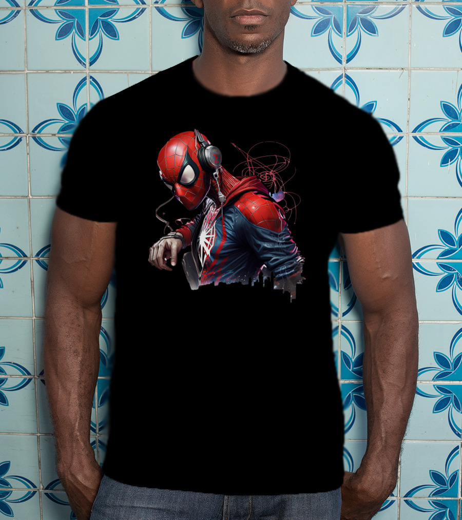 Spider Man Hip Hop Headphones Urban Vibes T-Shirt