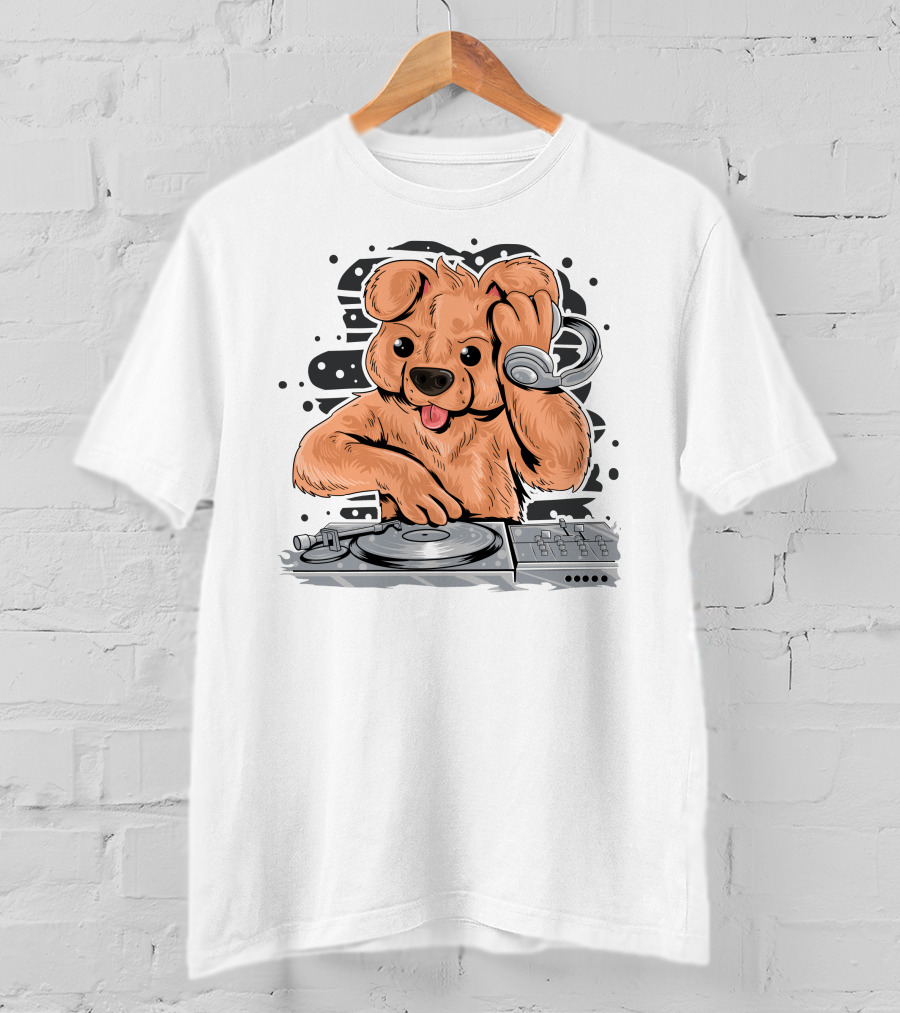 DJ Teedy Bear Mixing Beats With Headphones T-Shirt