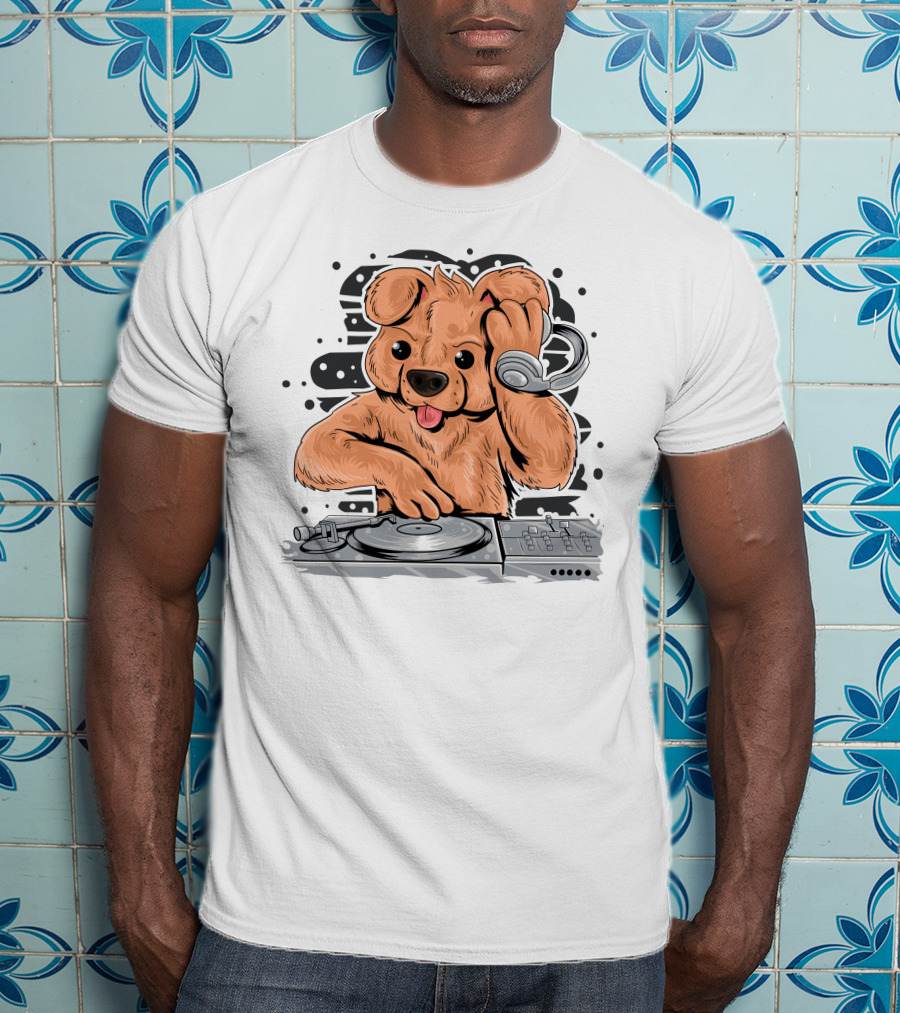 DJ Teedy Bear Mixing Beats With Headphones T-Shirt