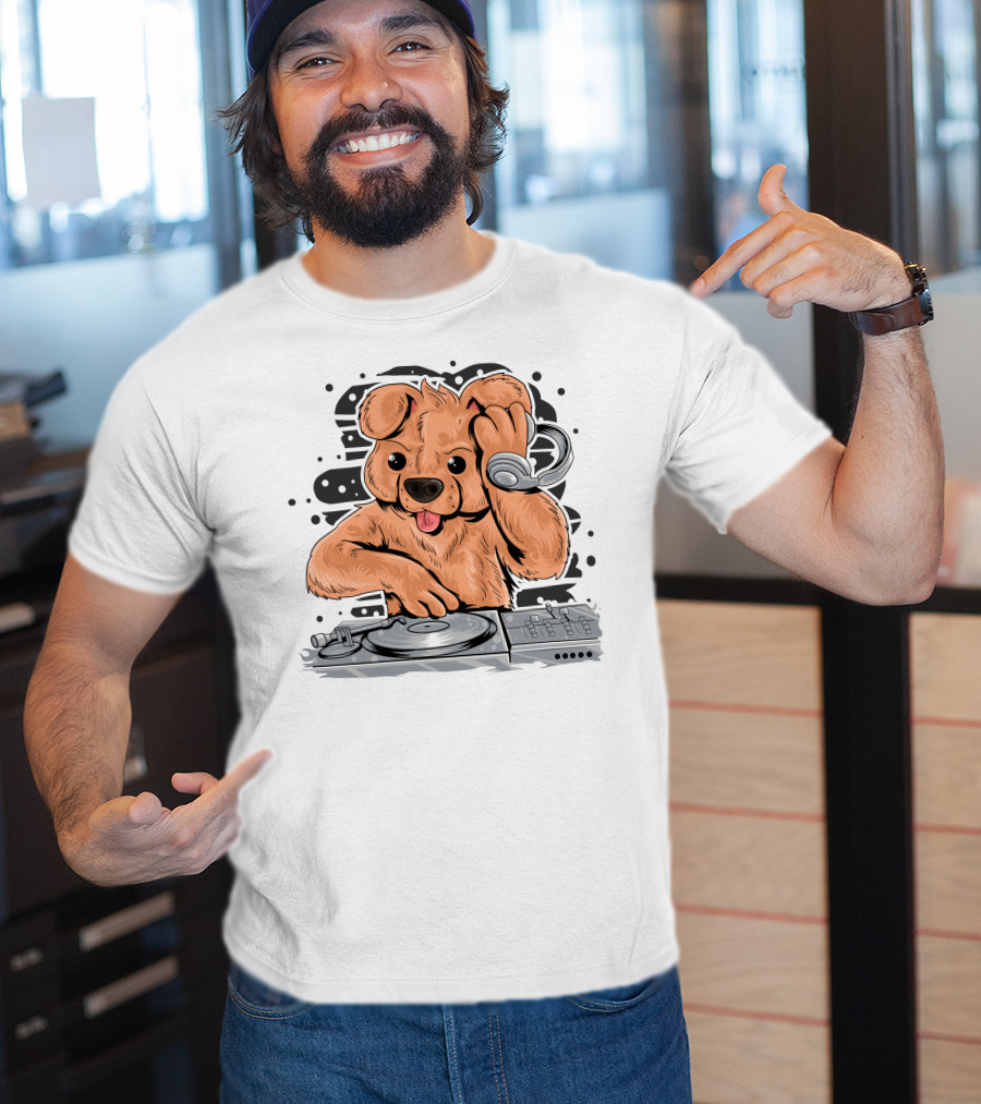 DJ Teedy Bear Mixing Beats With Headphones T-Shirt