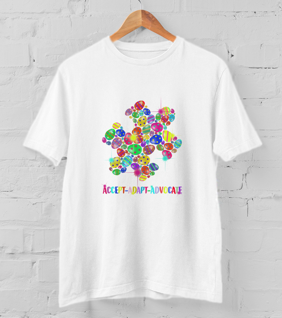 Accept Adapt Advocate AutismAwareness1 Multicolored Easter Eggs T-Shirt