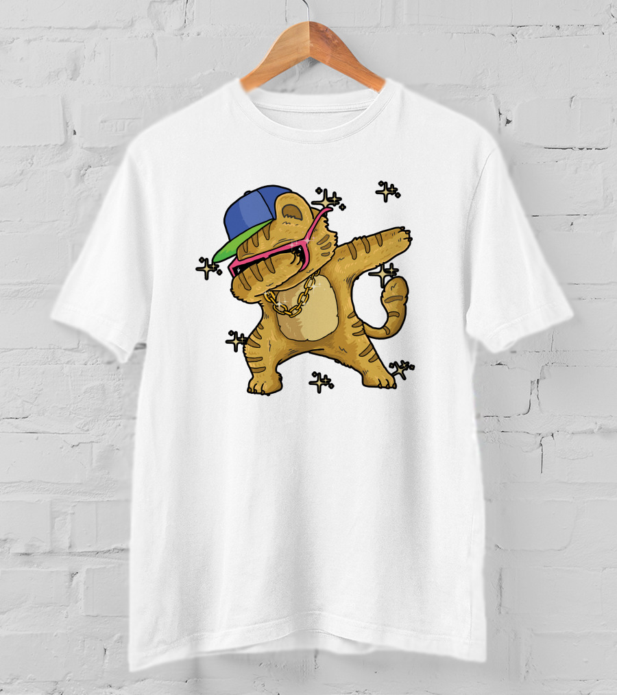 Rise Your Hand With Cat In Cap And Glasses Dabbing T-Shirt