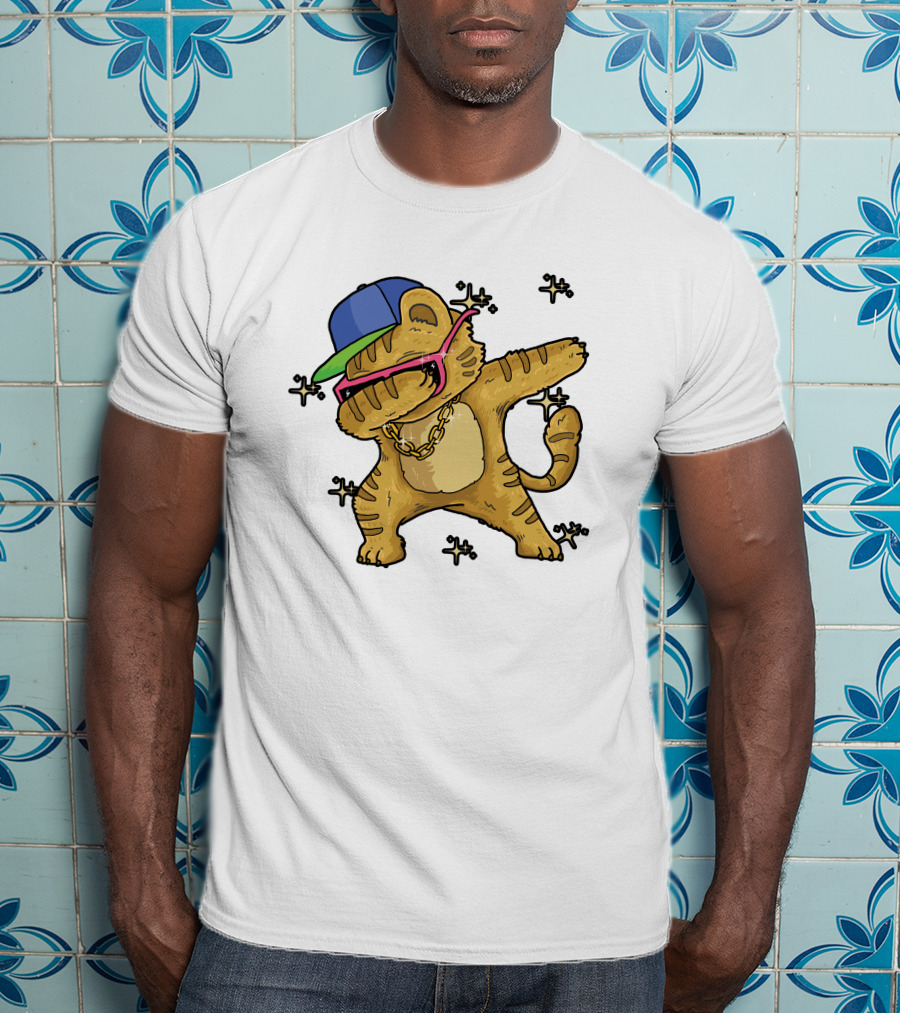 Rise Your Hand With Cat In Cap And Glasses Dabbing T-Shirt