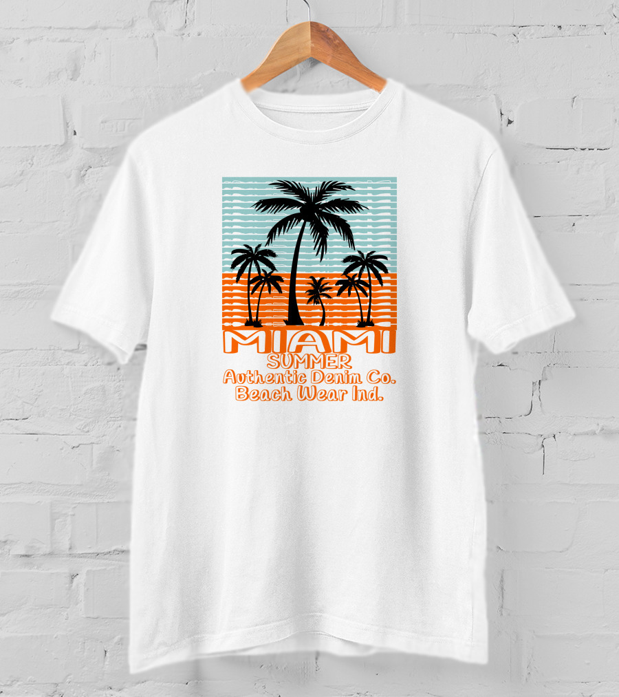 MIAMI SUMMER Authentic Denim Co. Beach Wear Ind T-Shirt