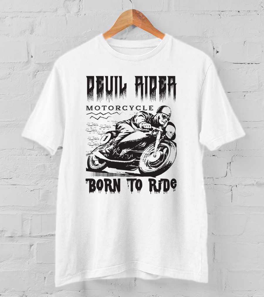 Devil Rider Motorcycle Born To Ride T-Shirt