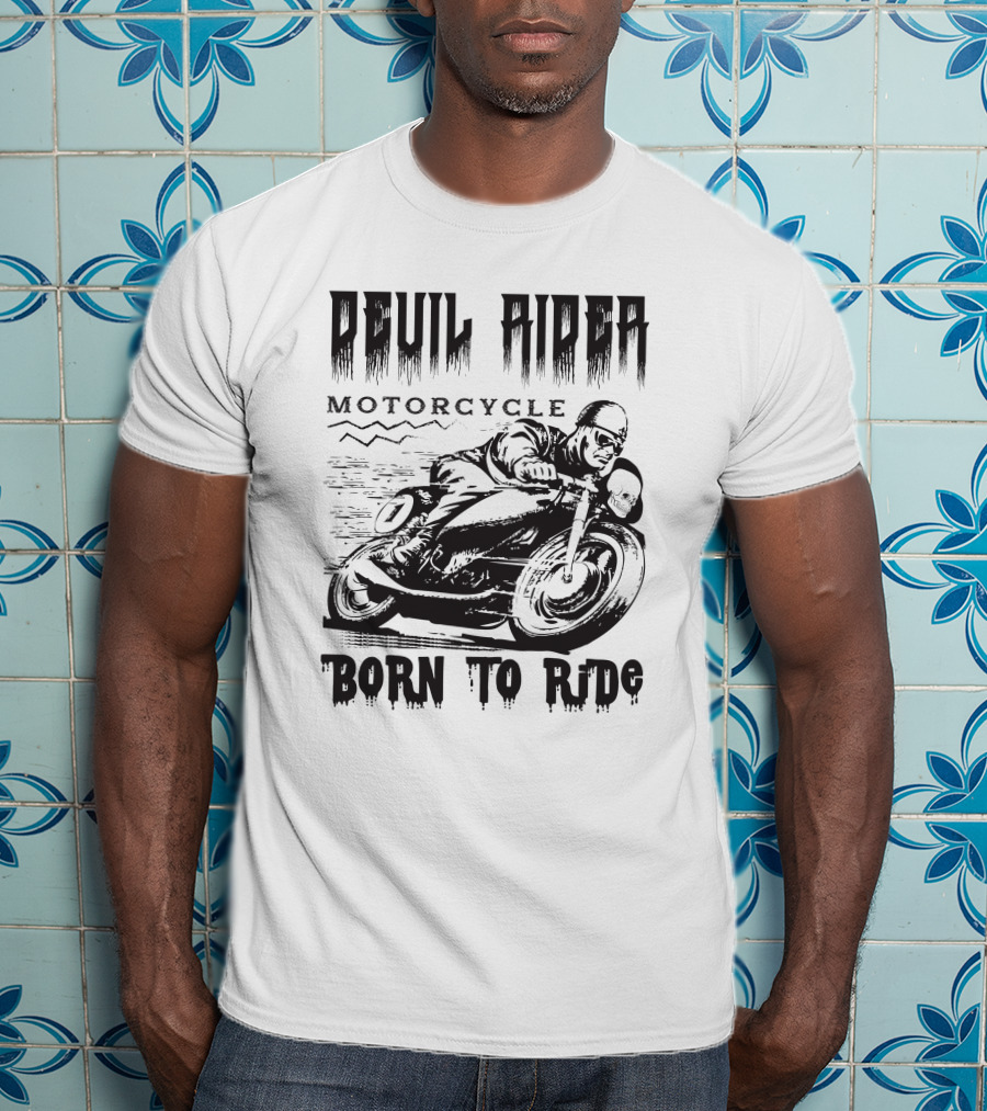 Devil Rider Motorcycle Born To Ride T-Shirt