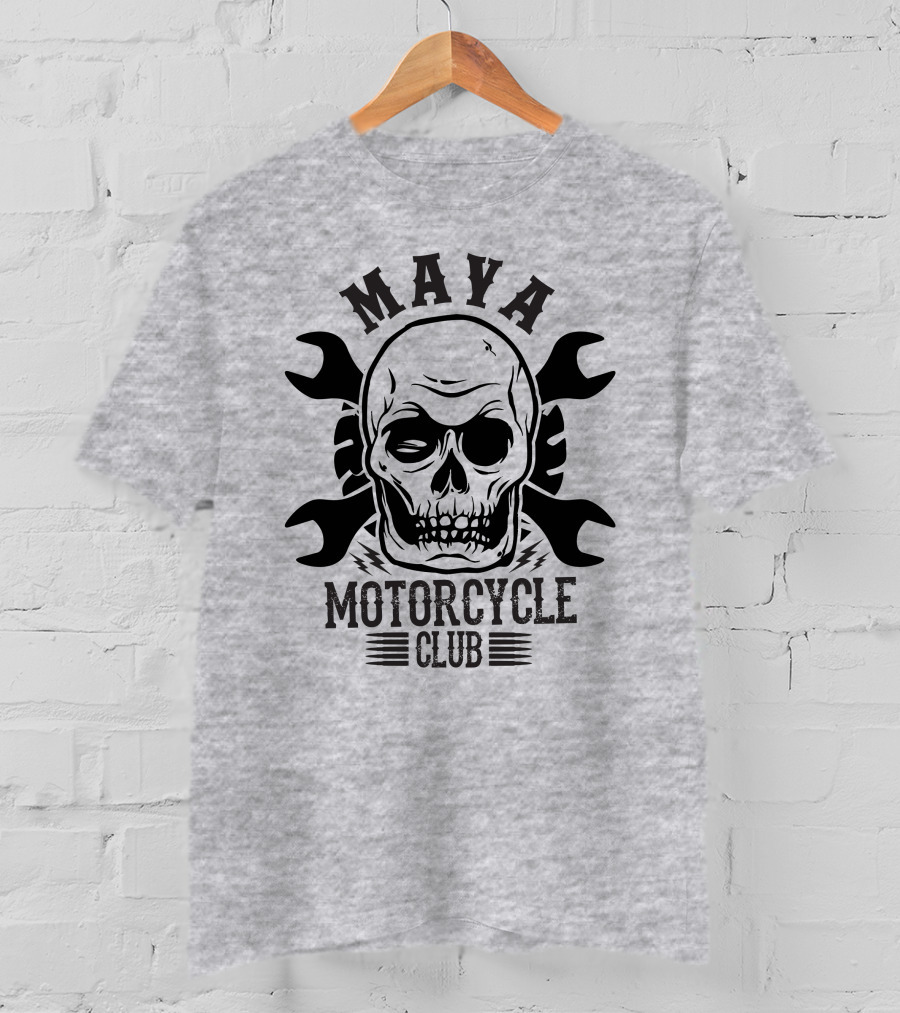 Maya Motorcycle Club Skull Wrench T-Shirt
