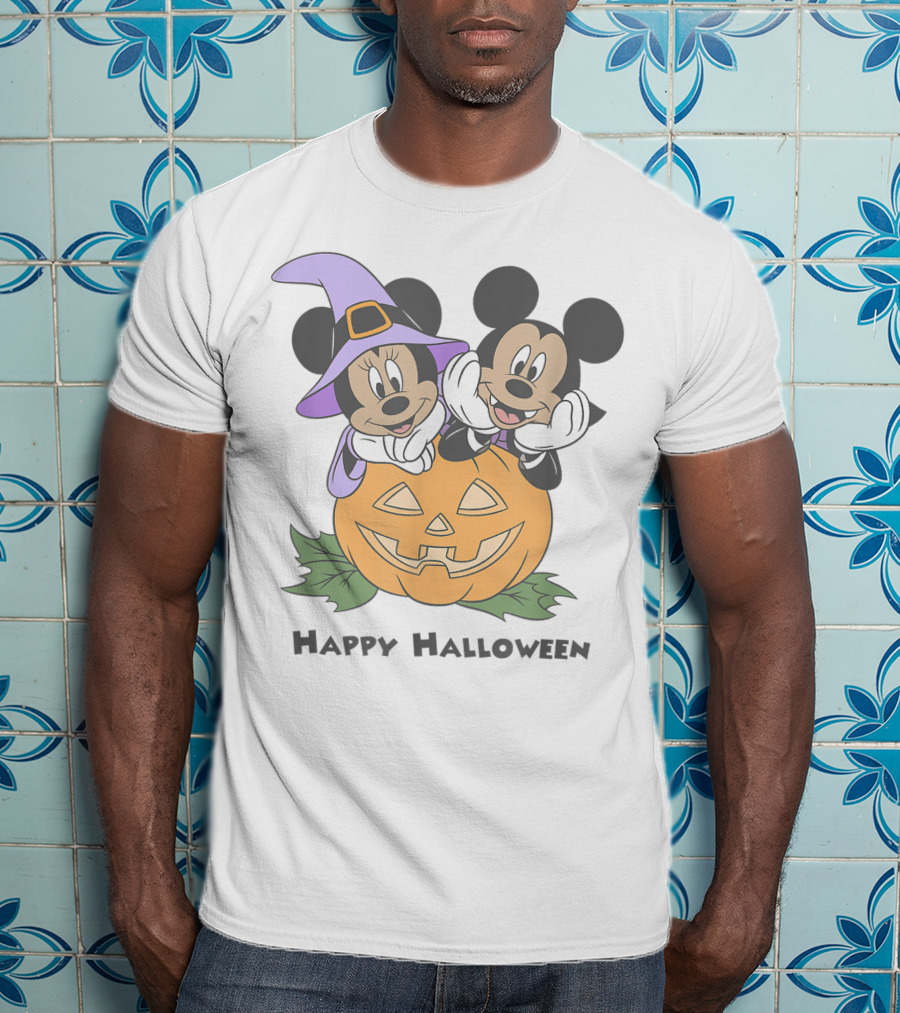 Happy Halloween Pumpkin Mickey And Minnie T-Shirt
