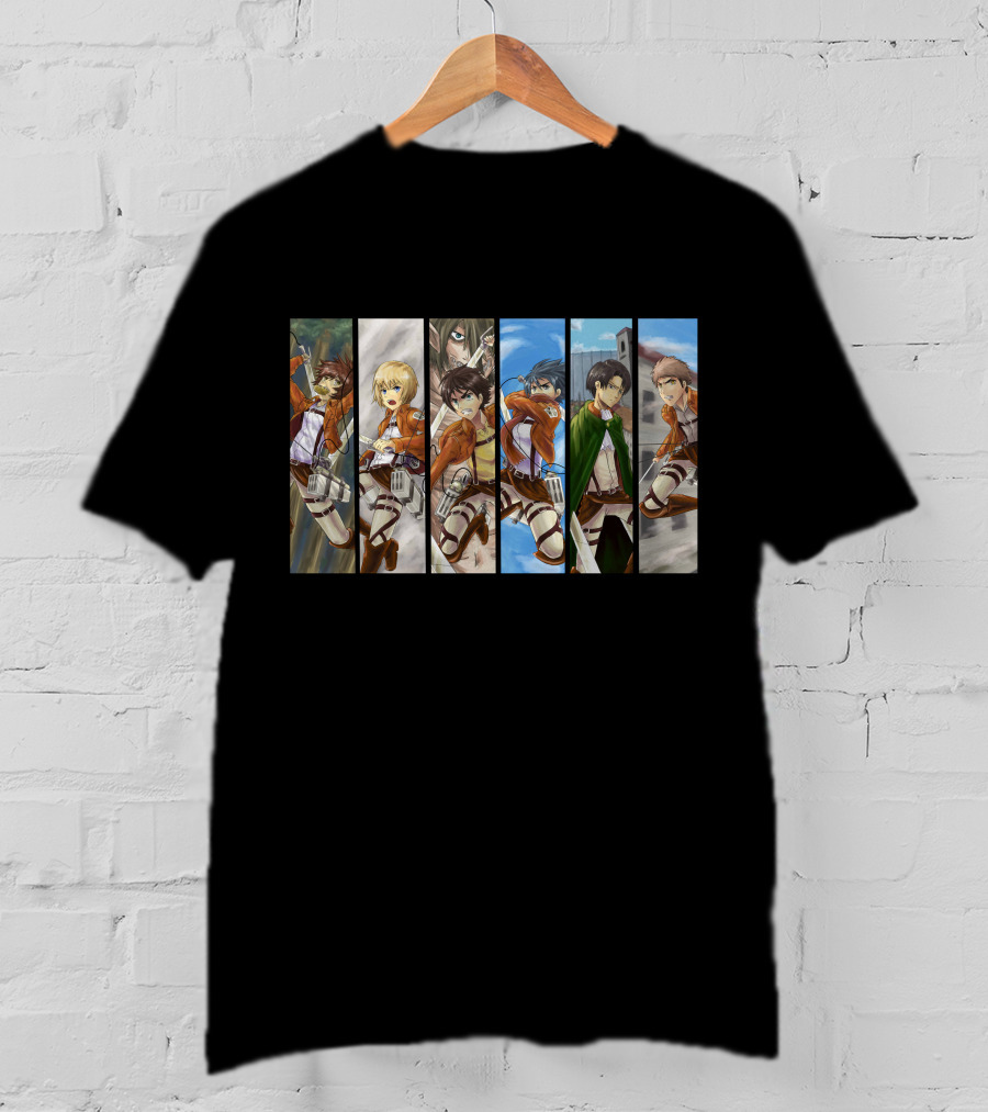 Scout Regiment Levi Team Attack Titan Anime Series Characters Panel T-Shirt