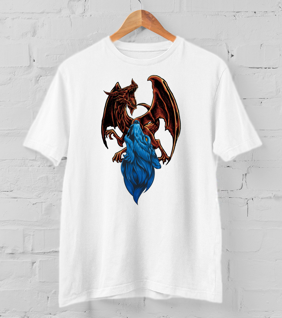 DRAGON Red And Blue Mythical Creature T-Shirt