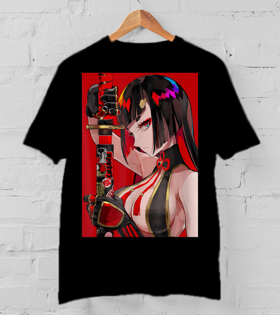 Anime Girl Japanese Aesthetic Katana Warrior Otaku T-Shirt