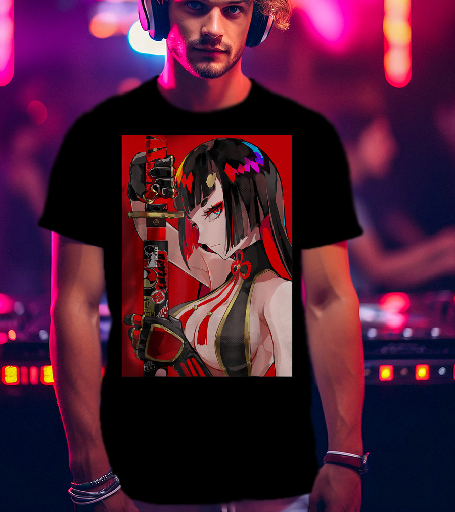 Anime Girl Japanese Aesthetic Katana Warrior Otaku T-Shirt