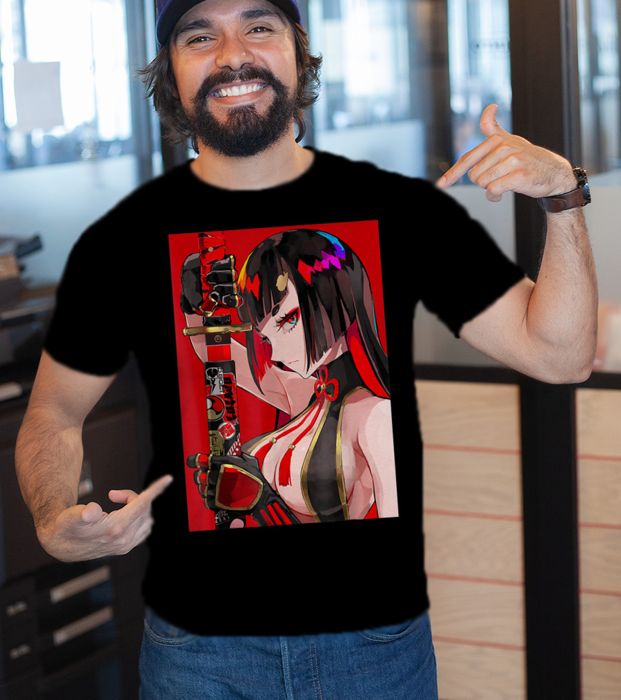 Anime Girl Japanese Aesthetic Katana Warrior Otaku T-Shirt