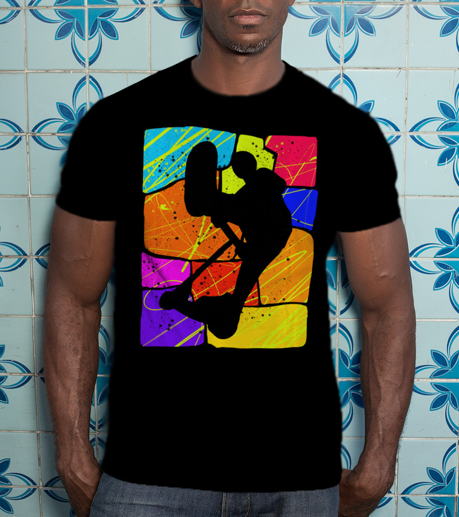 Awesome Scooter Teens Colorful Silhouette Adventure T-Shirt