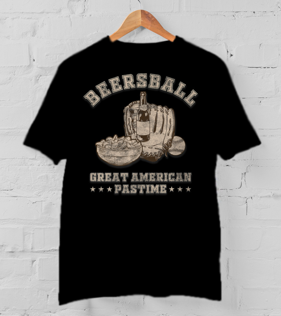 Beersball Great American Pastime Baseball Beersball Chips And Beer Softball Series Dad T-Shirt