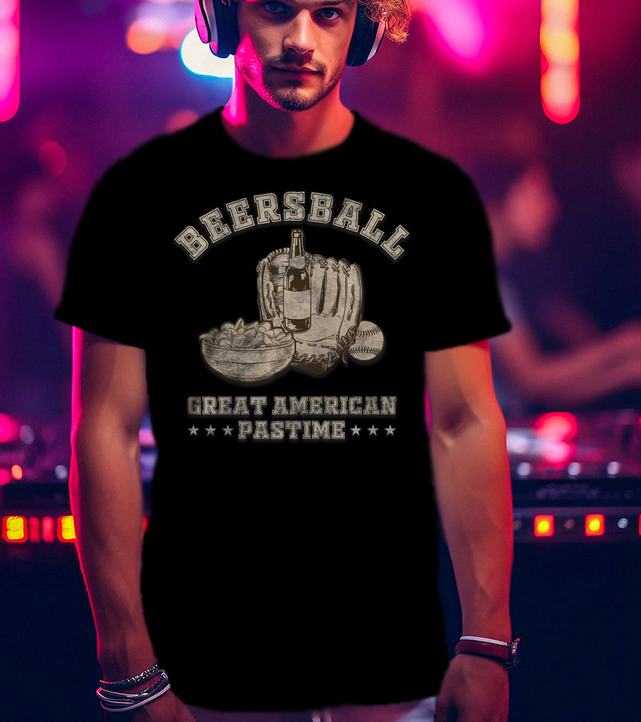 Beersball Great American Pastime Baseball Beersball Chips And Beer Softball Series Dad T-Shirt