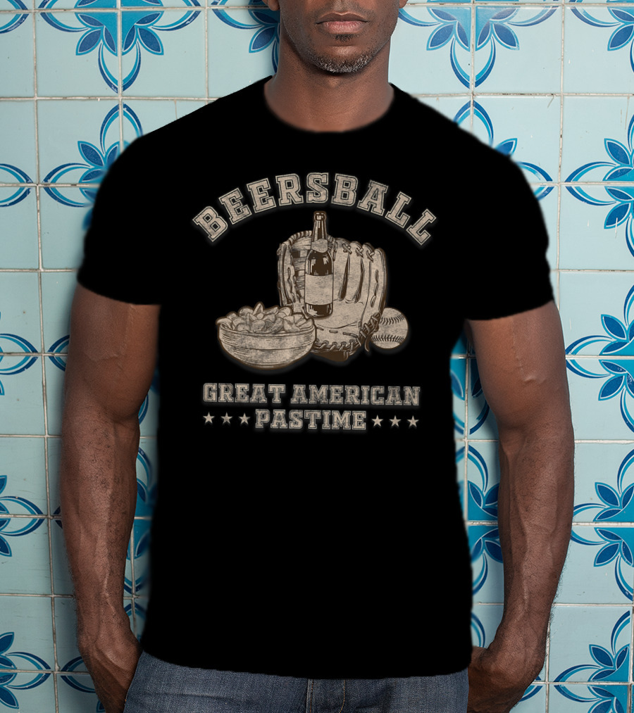 Beersball Great American Pastime Baseball Beersball Chips And Beer Softball Series Dad T-Shirt