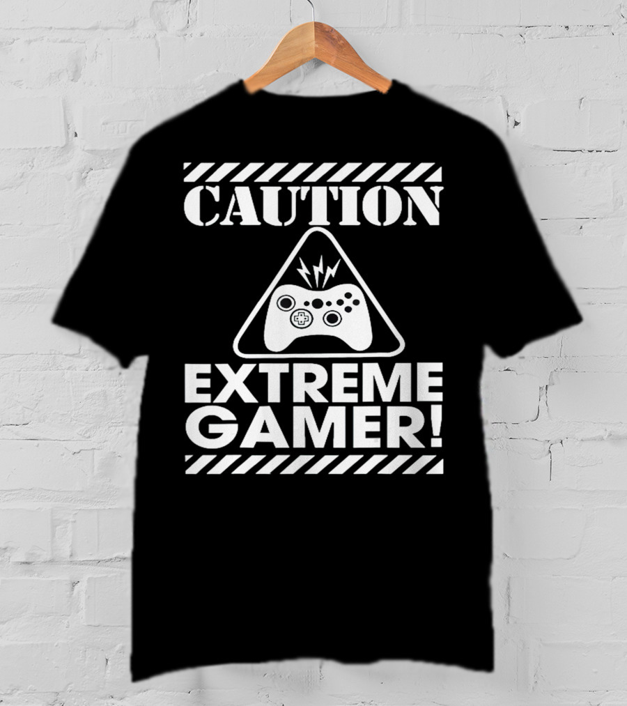 Caution Extreme Gamer Controller Warning T-Shirt