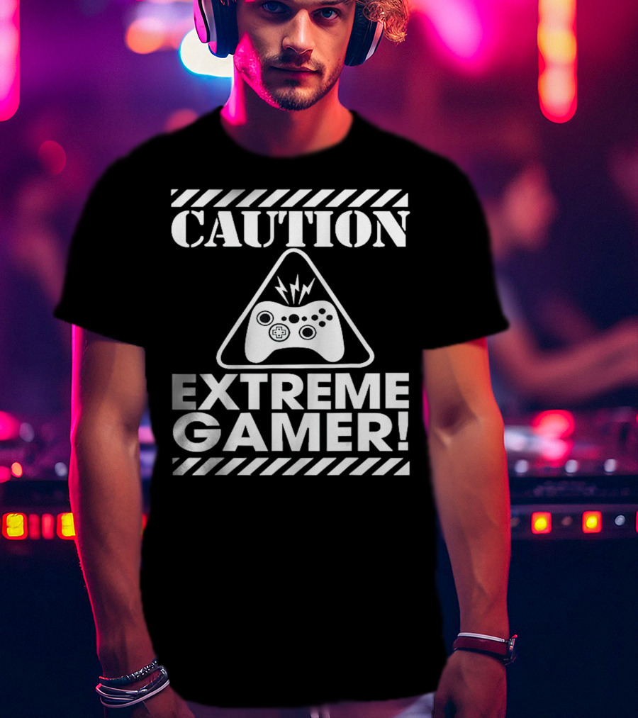 Caution Extreme Gamer Controller Warning T-Shirt