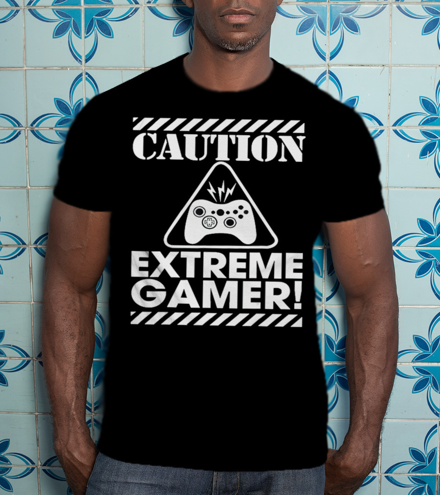 Caution Extreme Gamer Controller Warning T-Shirt