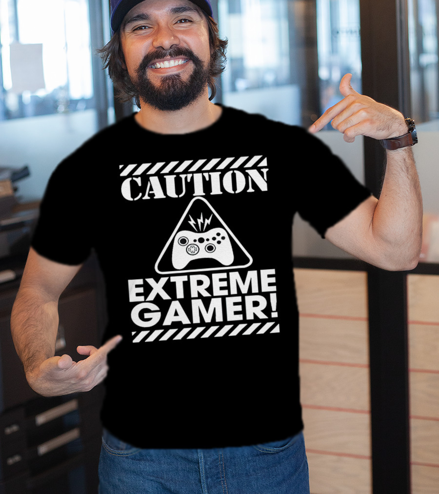 Caution Extreme Gamer Controller Warning T-Shirt