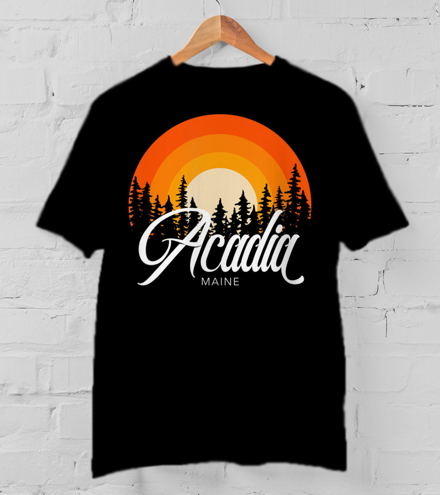 Acadia Maine Sunset Forest Adventure In National Park T-Shirt