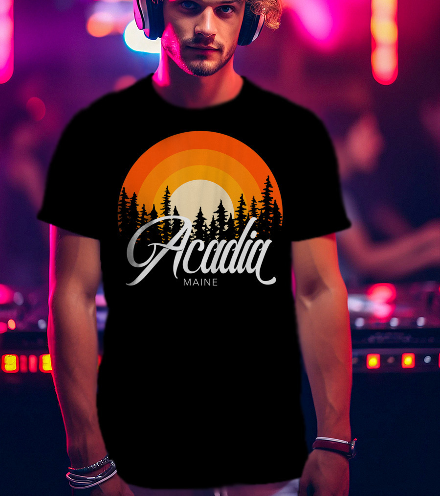 Acadia Maine Sunset Forest Adventure In National Park T-Shirt
