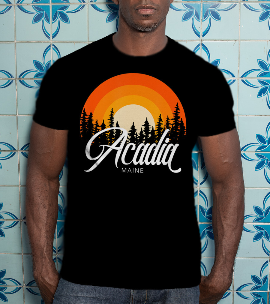 Acadia Maine Sunset Forest Adventure In National Park T-Shirt