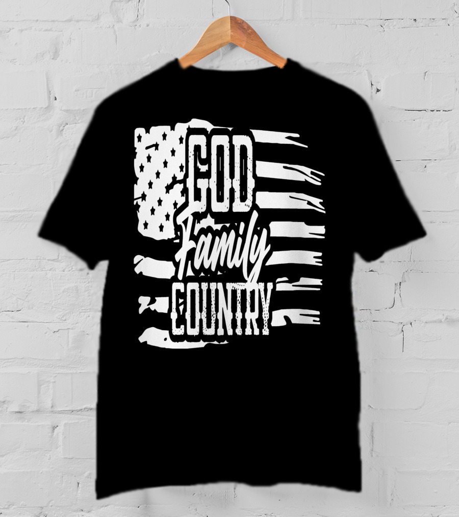 American Flag God Family Country Patriot Party Decor USA T-Shirt